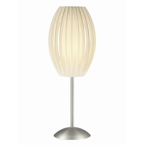 White Ribbed Egg-Shaped Table Lamp