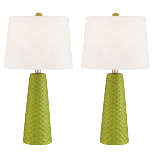 Pair of Green Textured Table Lamps